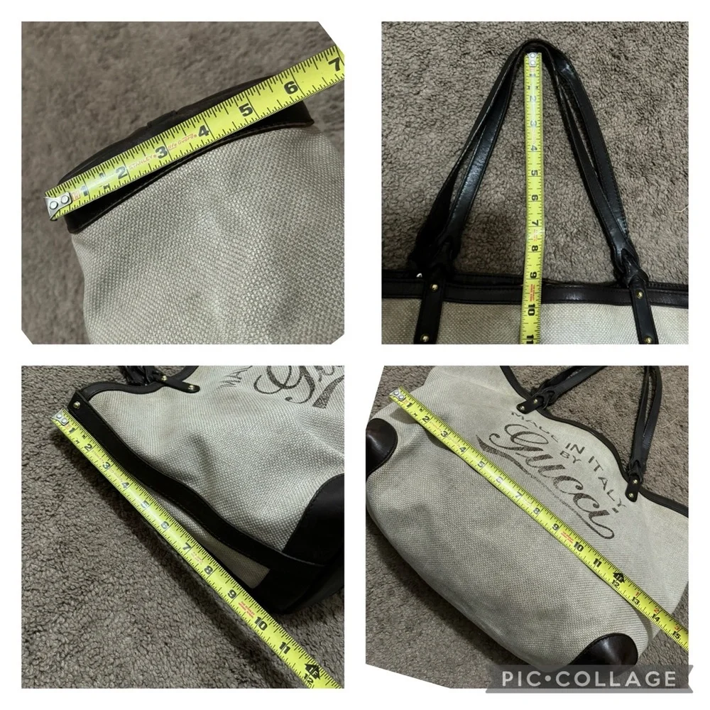 Summer Must Have Auth Gucci Canvas & Leather Tote - Picture 5 of 17